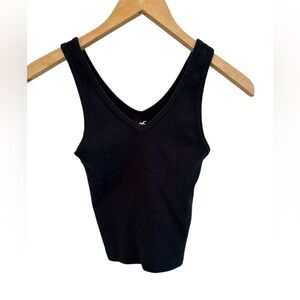 Hollister Tank Top V-Neck Ribbed Black Sz. XXS